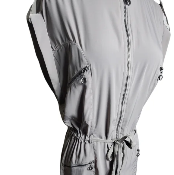 H&M cream zip up sleeveless cargo dress size 8 - Picture 4 of 7